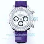 AAA Replica Rolex Daytona Diamond Quartz Chronograph Watch with Purple Strap 